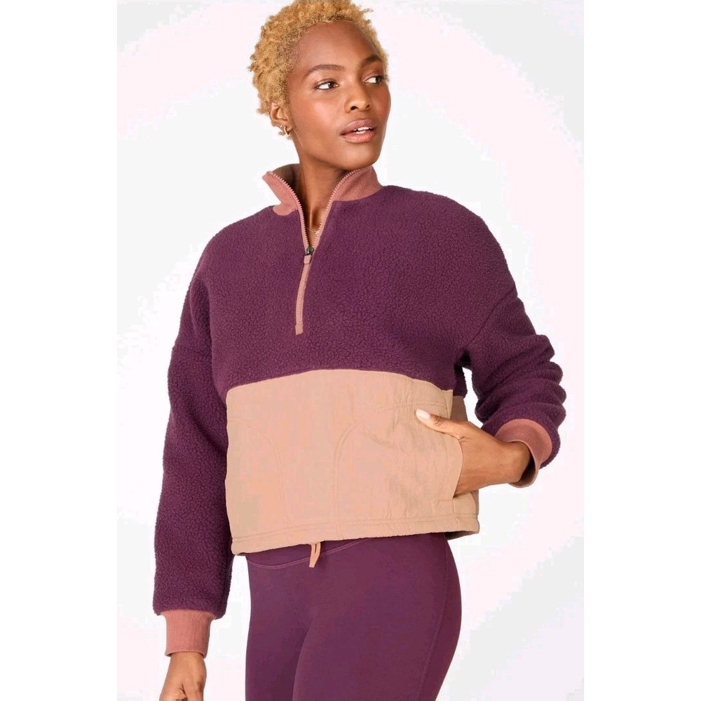 Fabletics Women's Half-Zip Mallory Fleece Pullover, # OW2045268 XL Color Block
